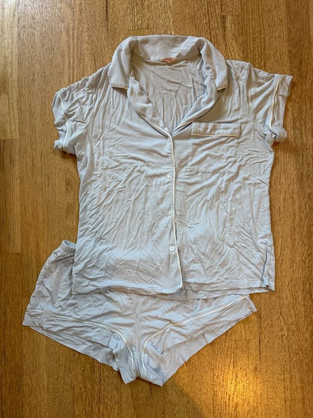 Eberjey Bamboo Button-Down Short Pajama Set Size Large | Light Blue